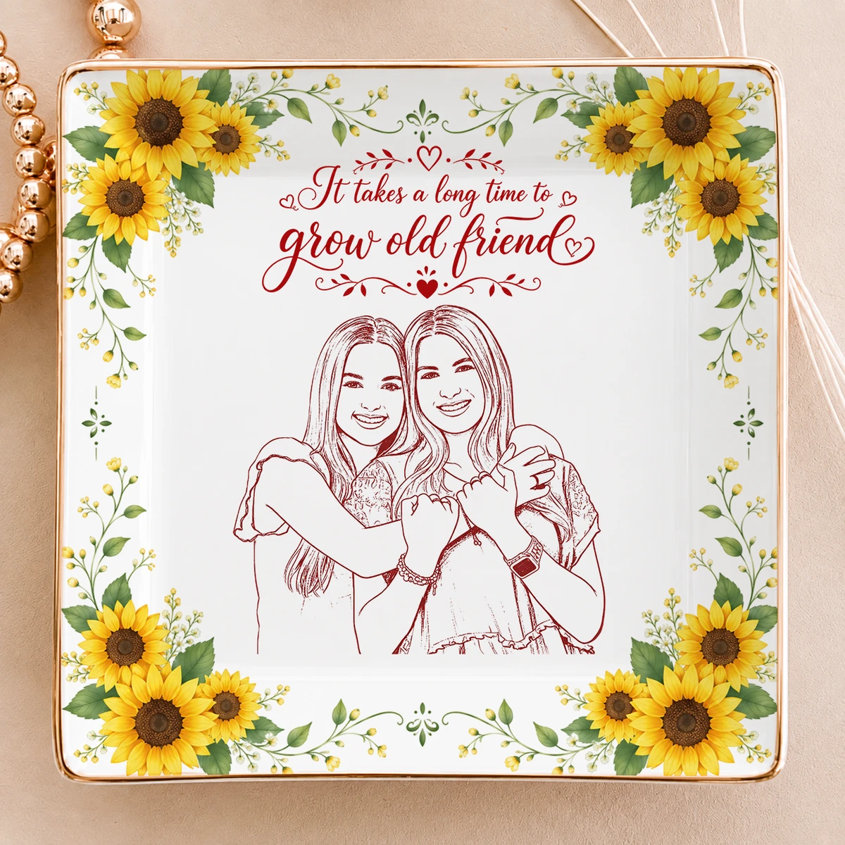 Custom Photo Ring Dish Gift For Friends, Soul Sisters - Personalized Photo Jewelry Dish