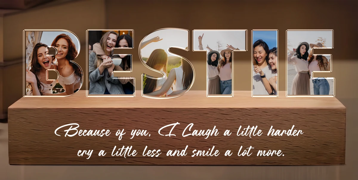 Custom Friendship Photo Collage - Personalized Photo Led Night Light