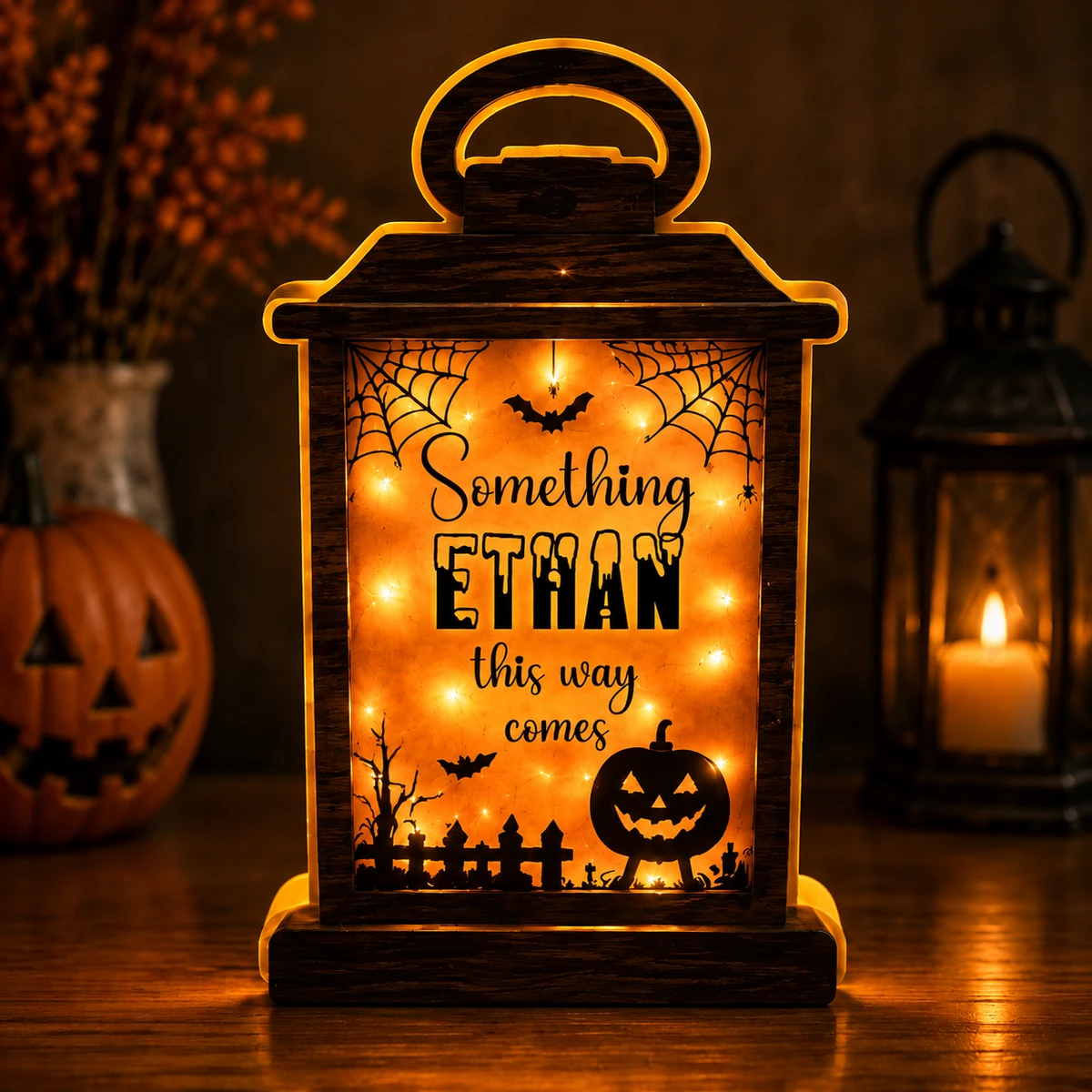 Personalized "Something This Way Comes" Halloween Lantern Led Night Light