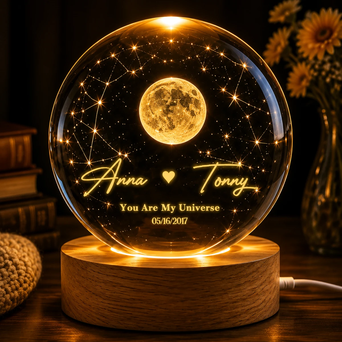 Personalized "You Are My Universe" Globe Led Acrylic Night Light