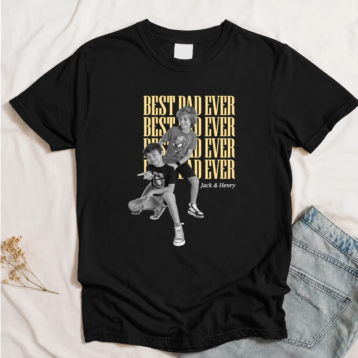 Custom Dad Vintage Photo Shirt: Personalized Fathers Day Shirt With Kids Photo, Funny Dad Shirt, Best Dad Ever Shirt, New Dad Gift