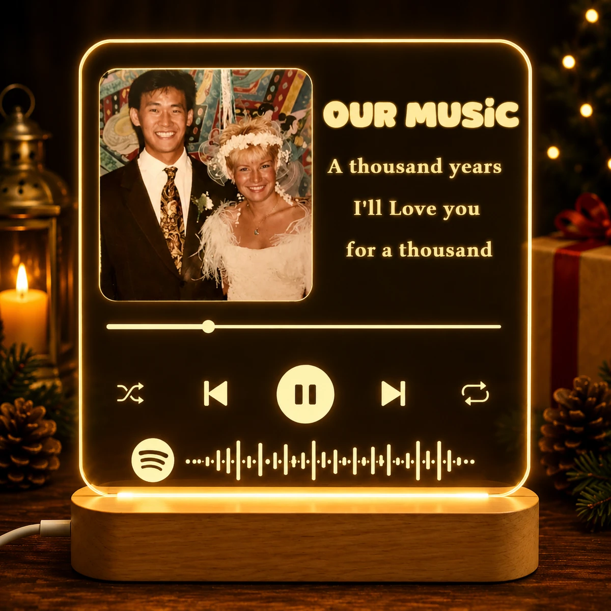 Personalized "Our Music" Song Spotify Player Led Acrylic Night Light