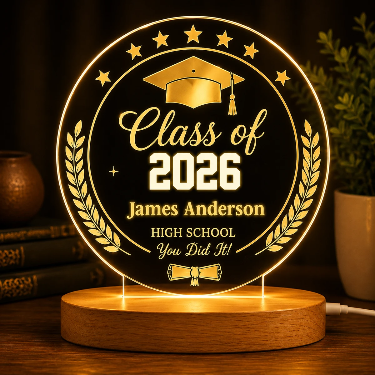 Personalized "Class Of 2026" Graduation Led Acrylic Night Light
