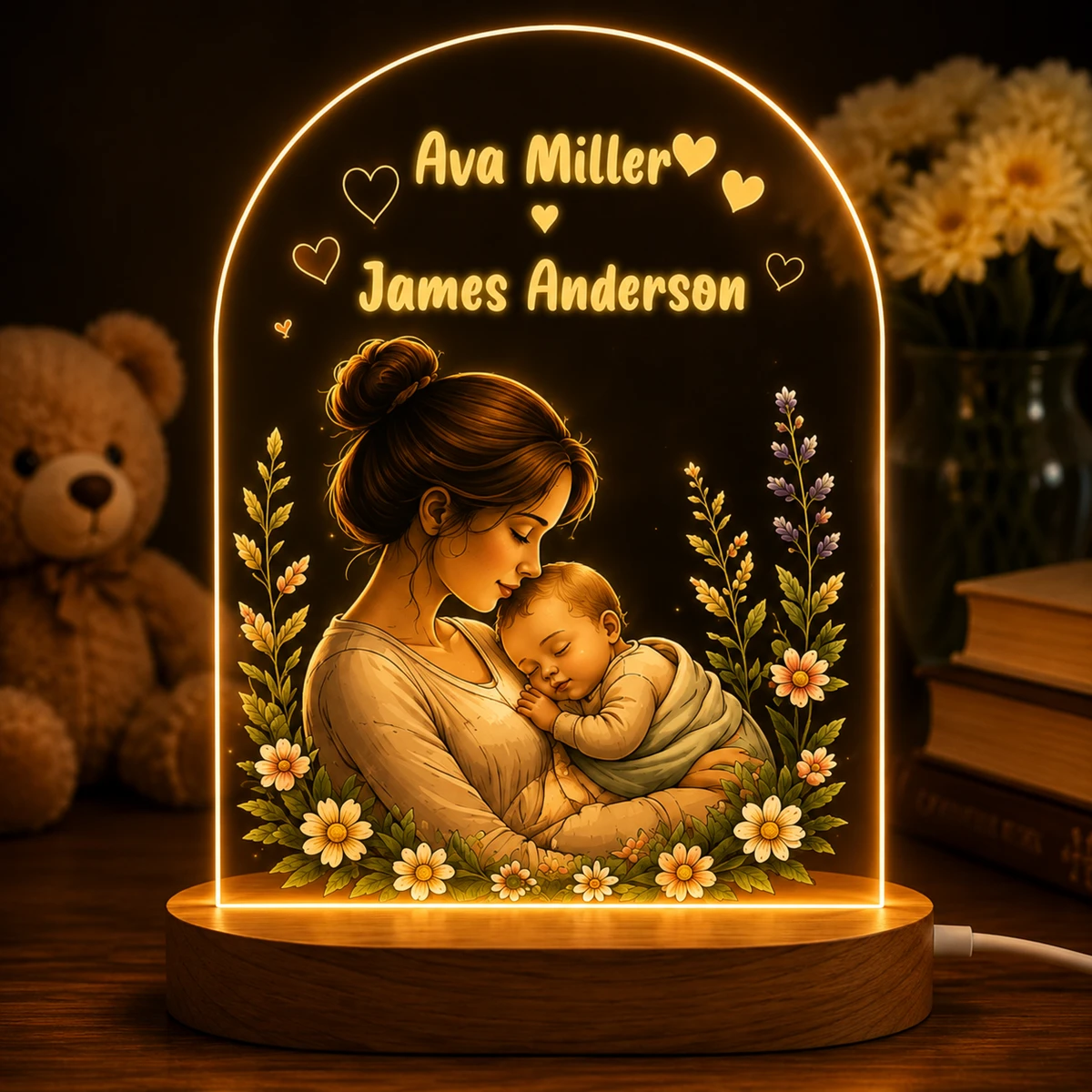 Personalized "Mother & Baby Arch" Led Acrylic Night Light