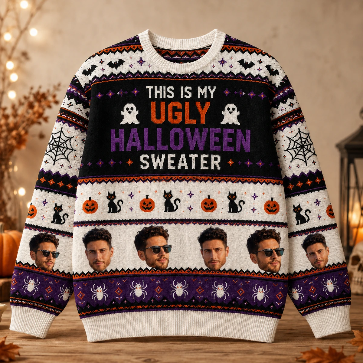 This Is My Ugly Halloween Sweater - Custom Face Halloween Sweater