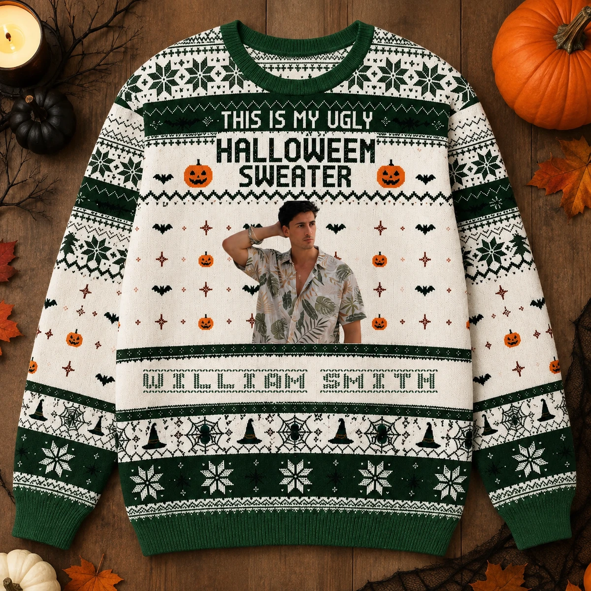 Custom Photo Halloween Sweater Upload Your Face And Name Personalized Gift