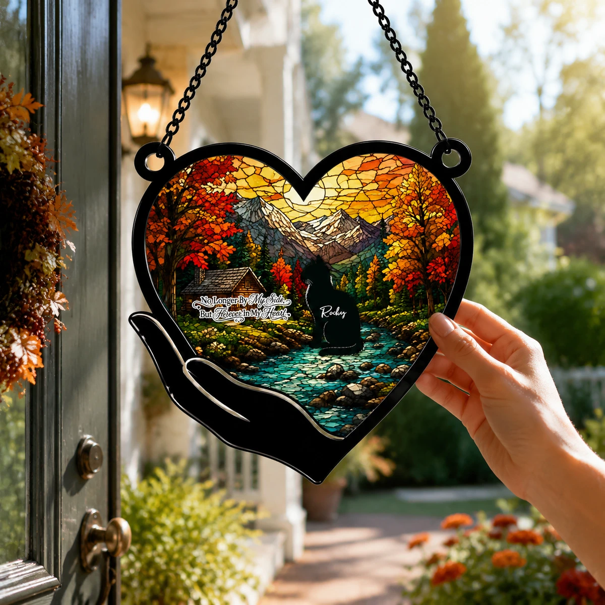 Pet Forever In My Heart Always Loved - Personalized Window Hanging Suncatcher Ornament