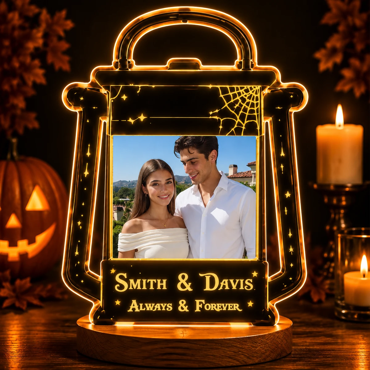 Personalized "Vintage Lantern" Couple Photo Led Night Light