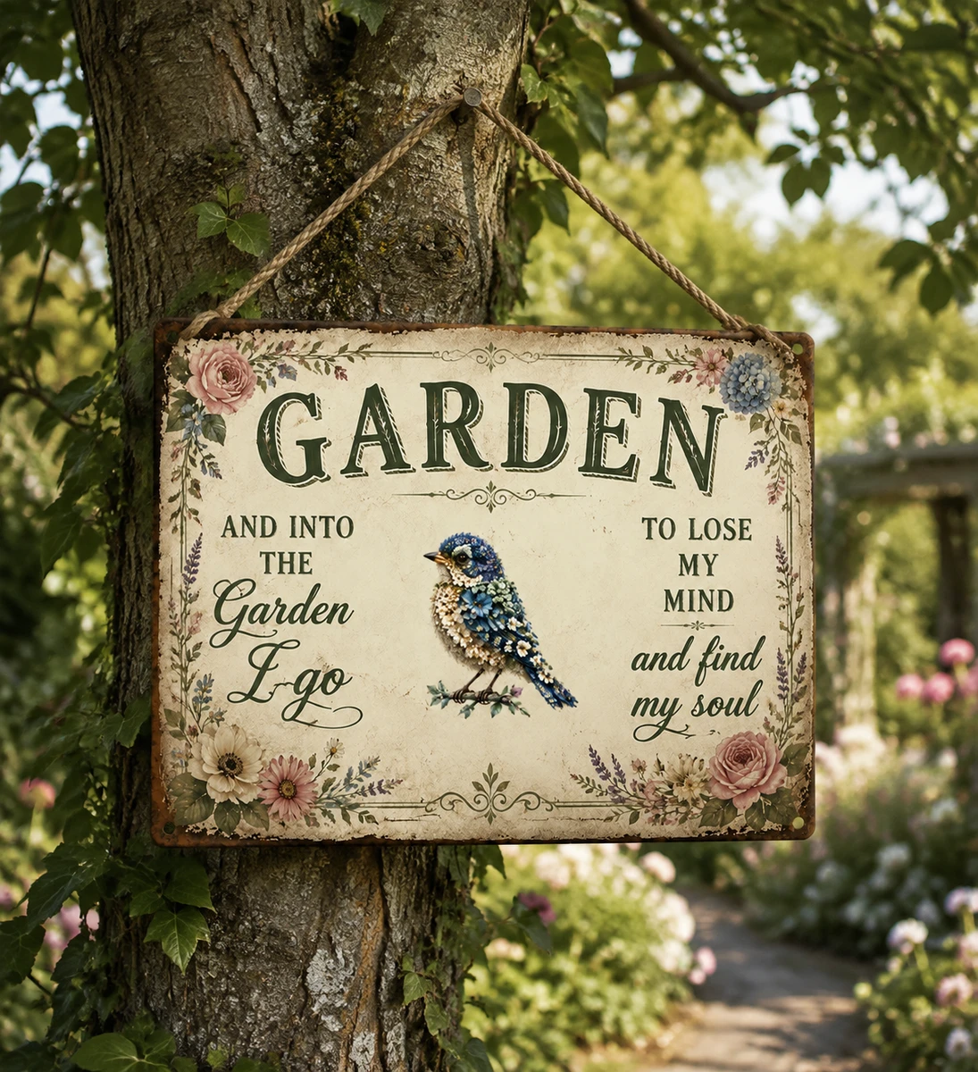 Wander Prints Gift For Gardening Lovers - Hummingbird Rustic Metal Signs - Yard Decor, Birthday, Housewarming Gift Azcs