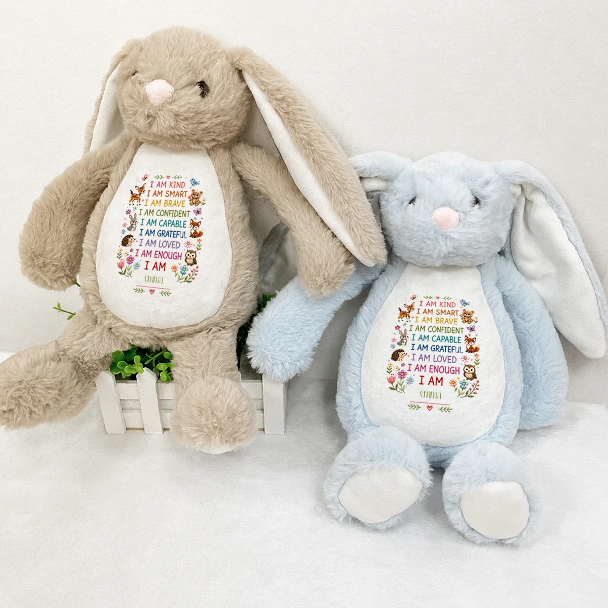 I Am Kind I Am Smart - Personalized Soft Toy Bunny