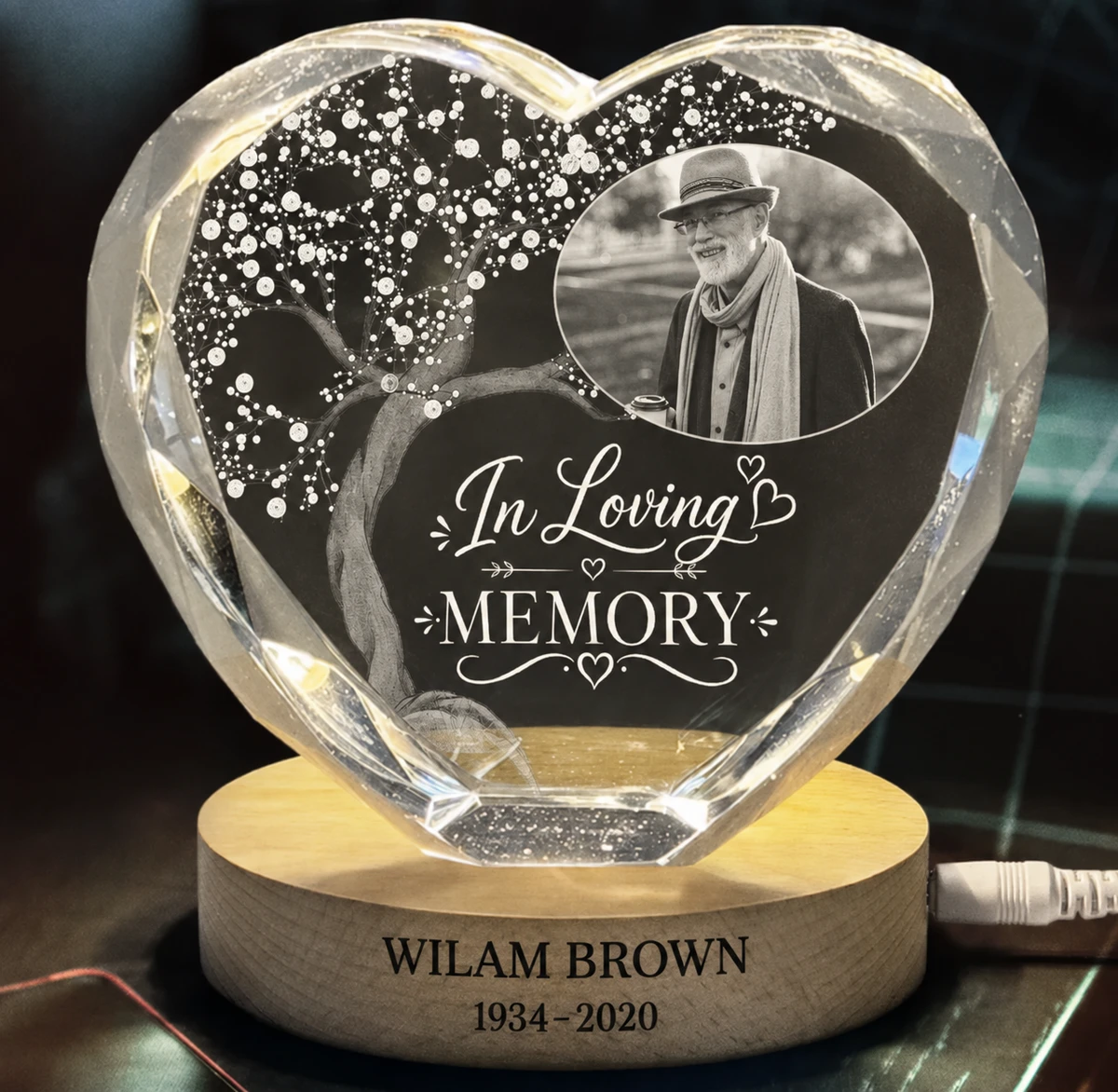 Custom Photo When You Miss Me Have No Fear Memorial - Personalized Crystal Heart Shaped Lamp