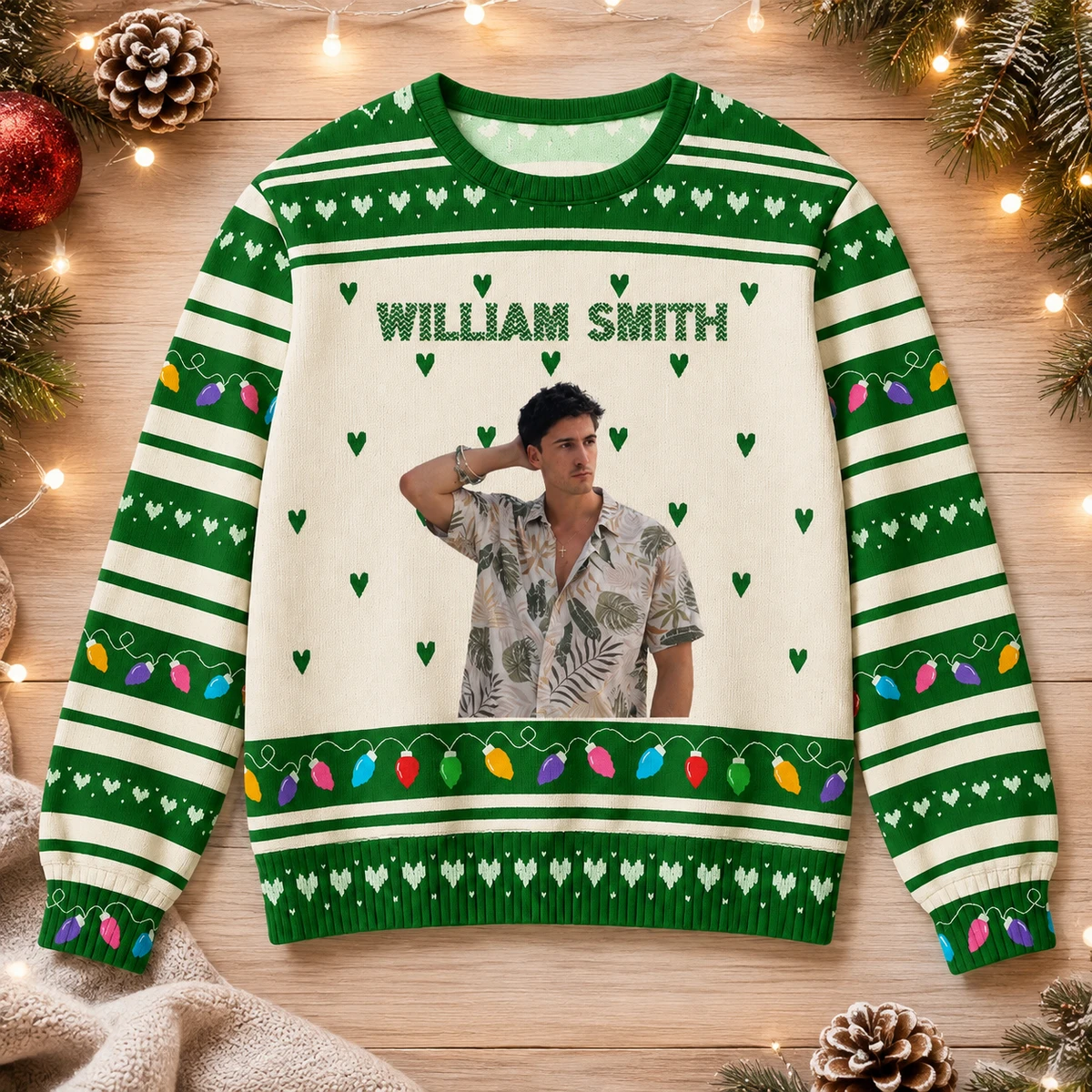Personalized Christmas Ugly Sweater - Custom Portrait And Name Christmas Sweater