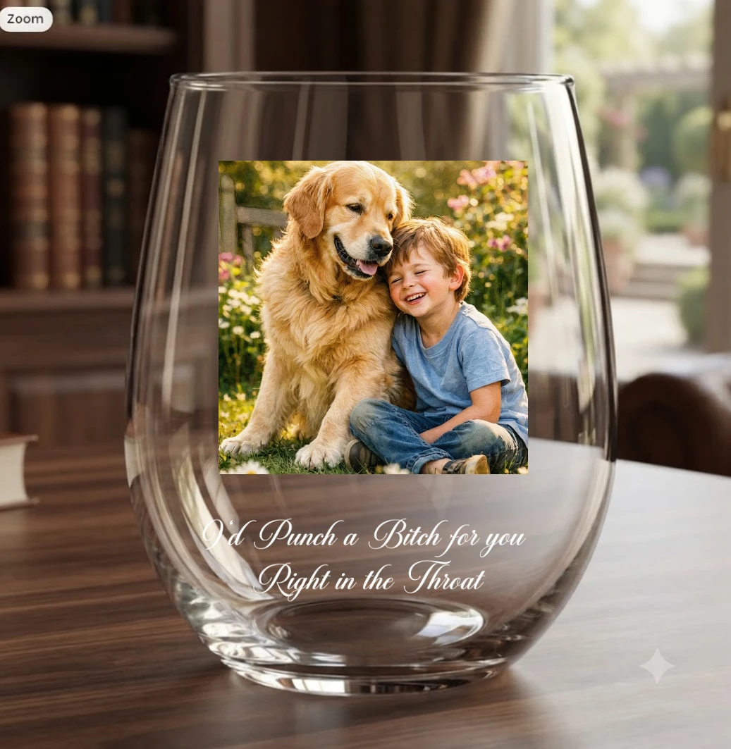 Personalized Stemless Wine Glass – Custom Photo Glass, Personalized Drinkware Gift