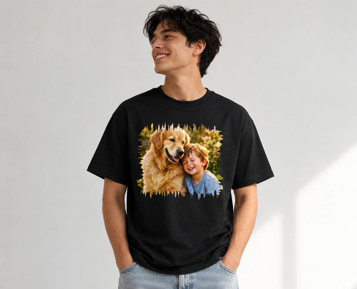 Personalized Watercolor Photo T-Shirt – Custom Portrait Painting Shirt