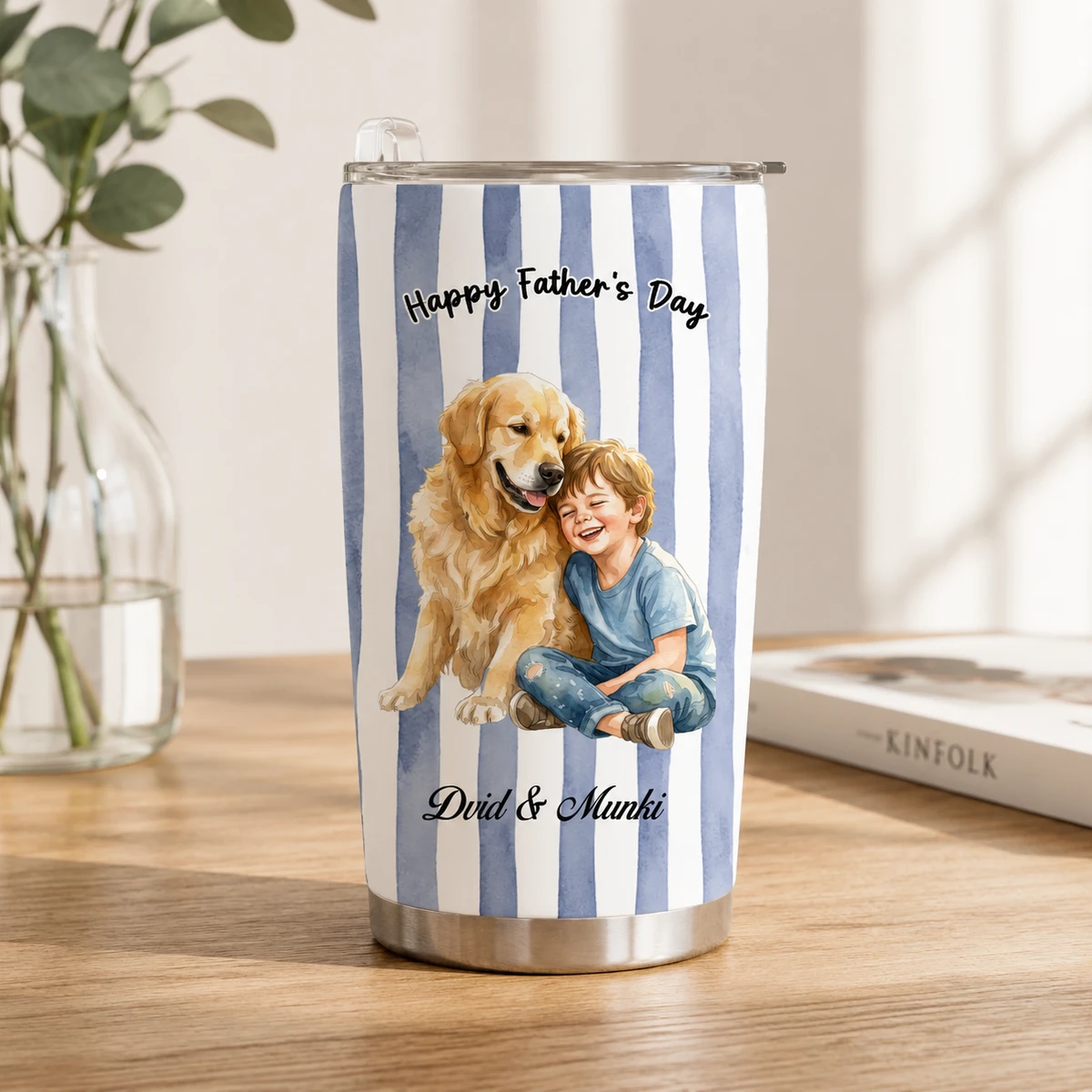 Custom Photo Realistic Watercolor Art Watercolor Portrait Vintage - Personalized Tumbler