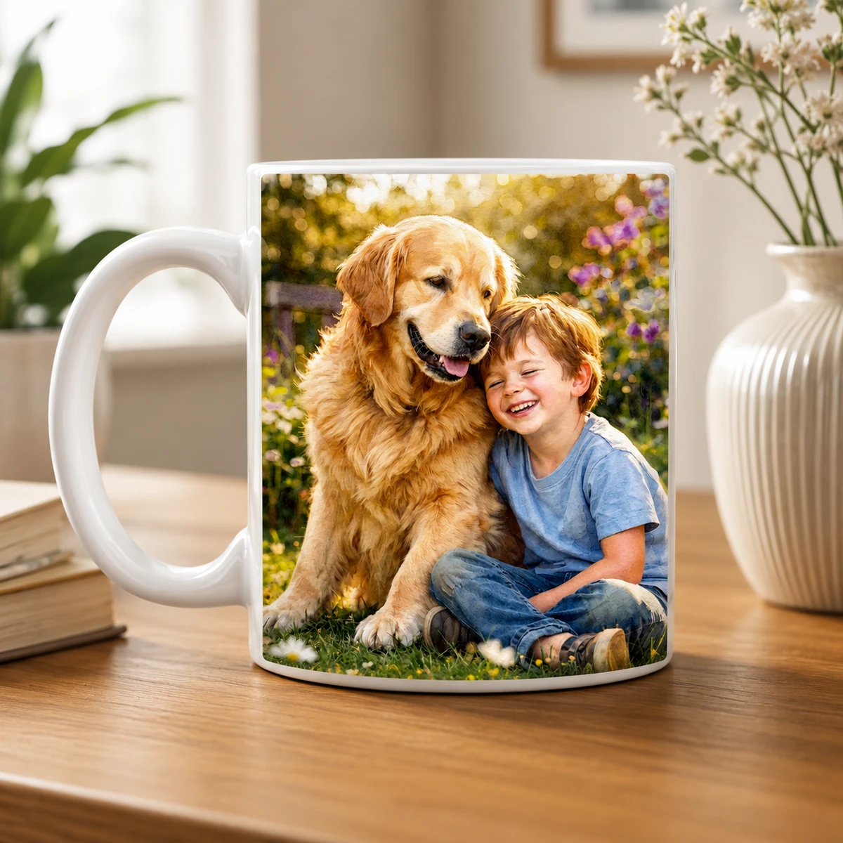 Custom Photo Watercolor Mug, Personalized Portrait Coffee Mug From Photo, Custom Pet & Family Watercolor Mug, Unique Personalized Gift