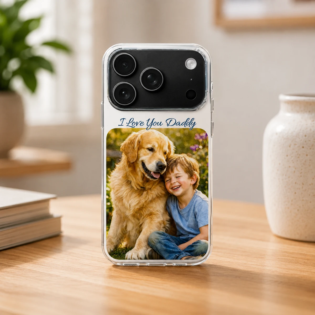 Custom Photo Watercolor Painting I Love You Daddy Grandpa Pet Dad - Personalized Clear Phone Case