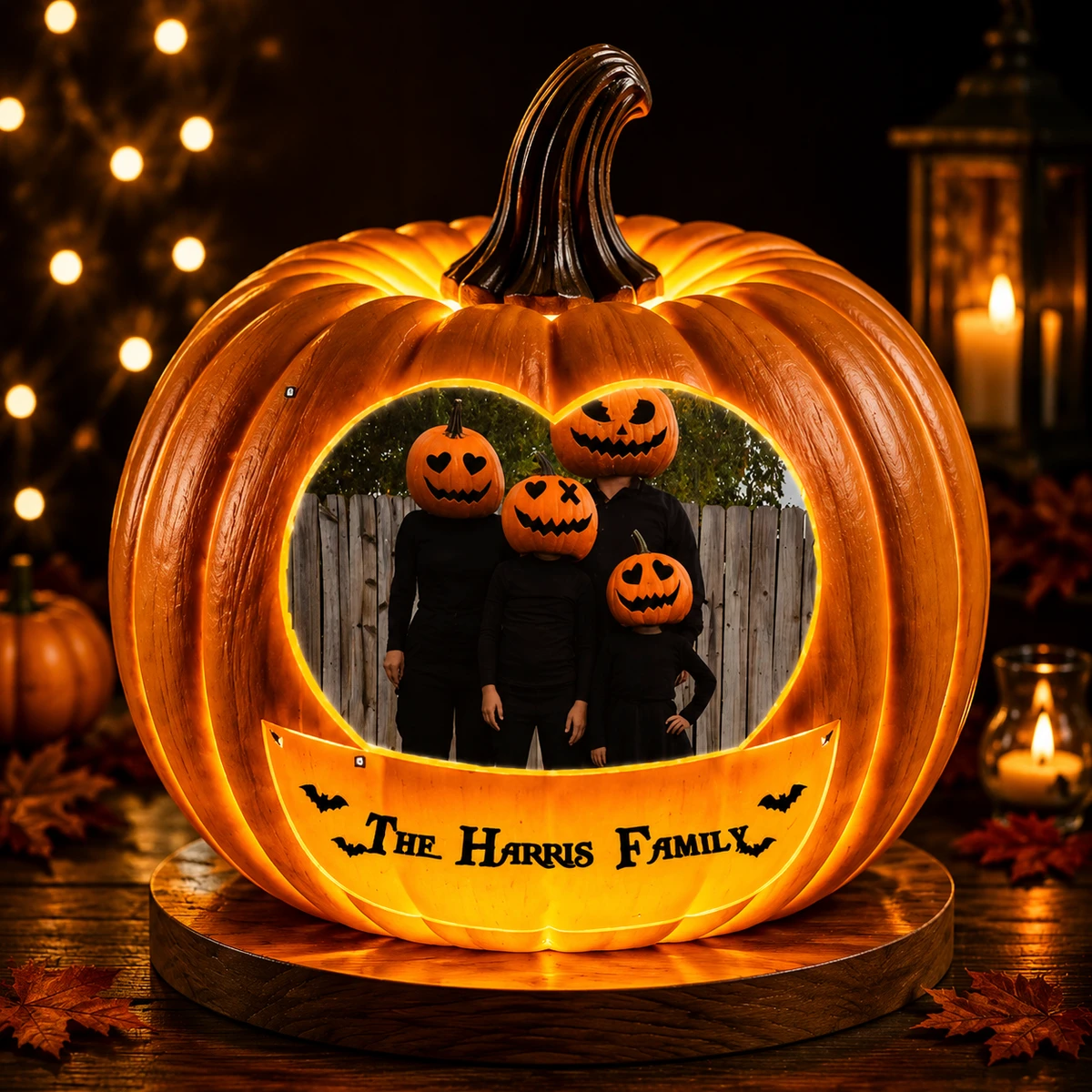 Personalized "Giant Pumpkin" Family Photo Halloween Led Night Light