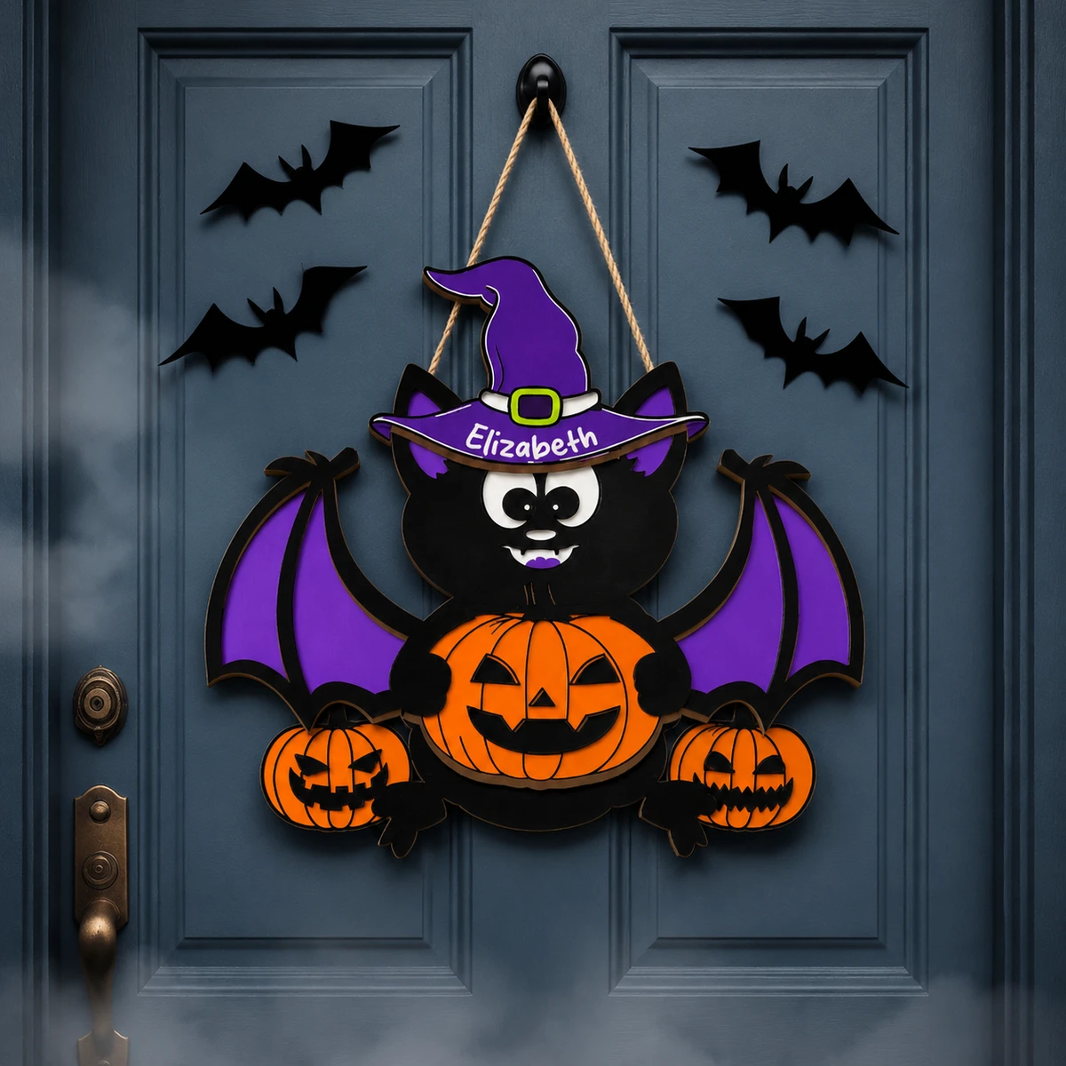 Custom Halloween Family House Sign, Personalized Spooky Home Door Decor, Haunted Mansion Pumpkin Plaque, Family Friend Gift Idea
