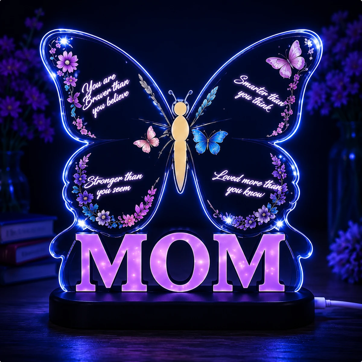 Personalized "Inspirational Butterfly" Mom Led Acrylic Night Light