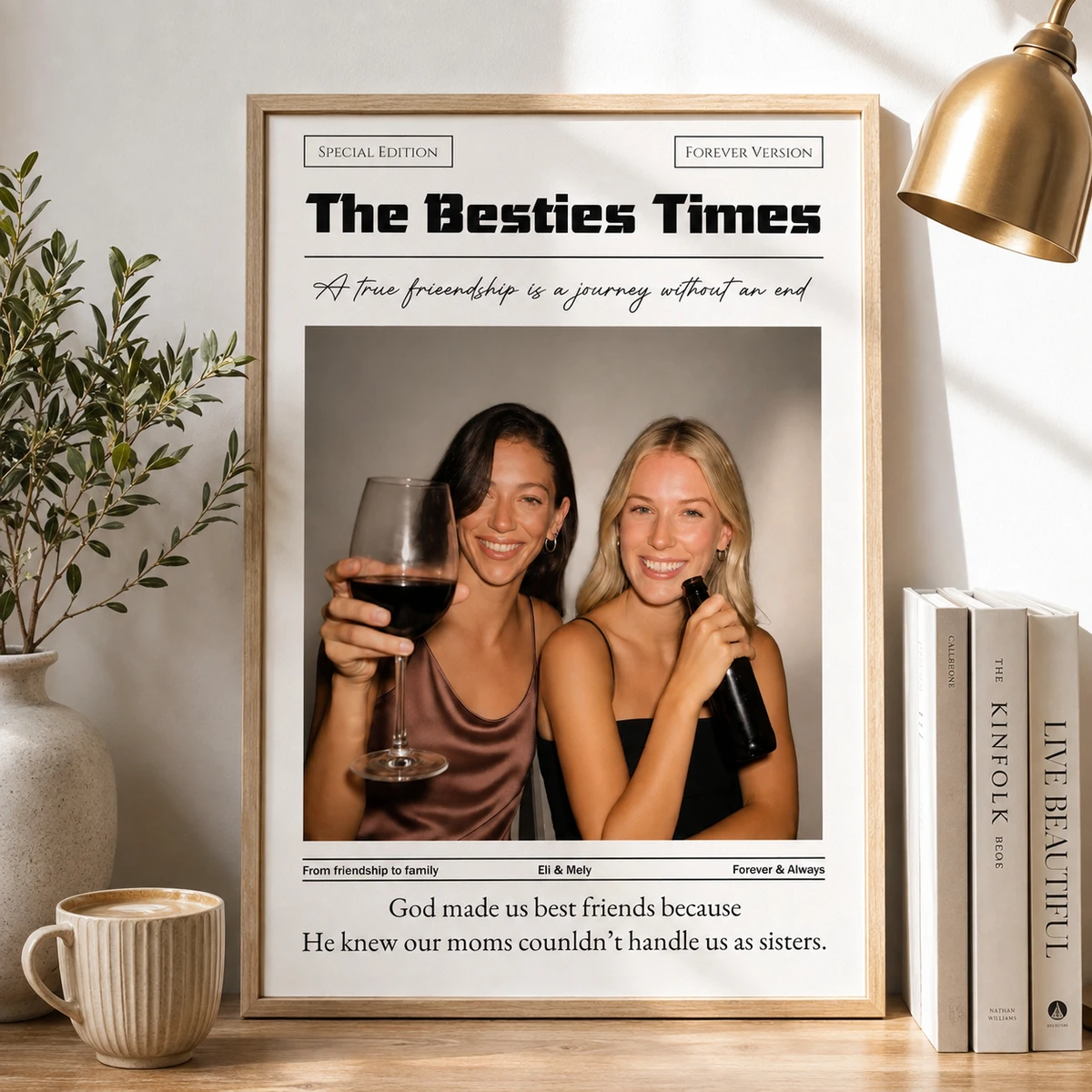 Newspaper The Bff Times - Upload Best Friend, Bestie Photo - Personalized Photo Poster/Canvas - Gift For Friend