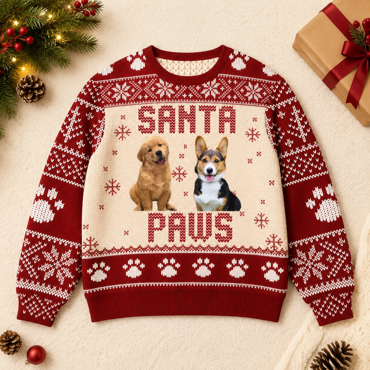 Custom Pet Portrait Ugly Christmas Sweater - Personalized Animal Lover Gift