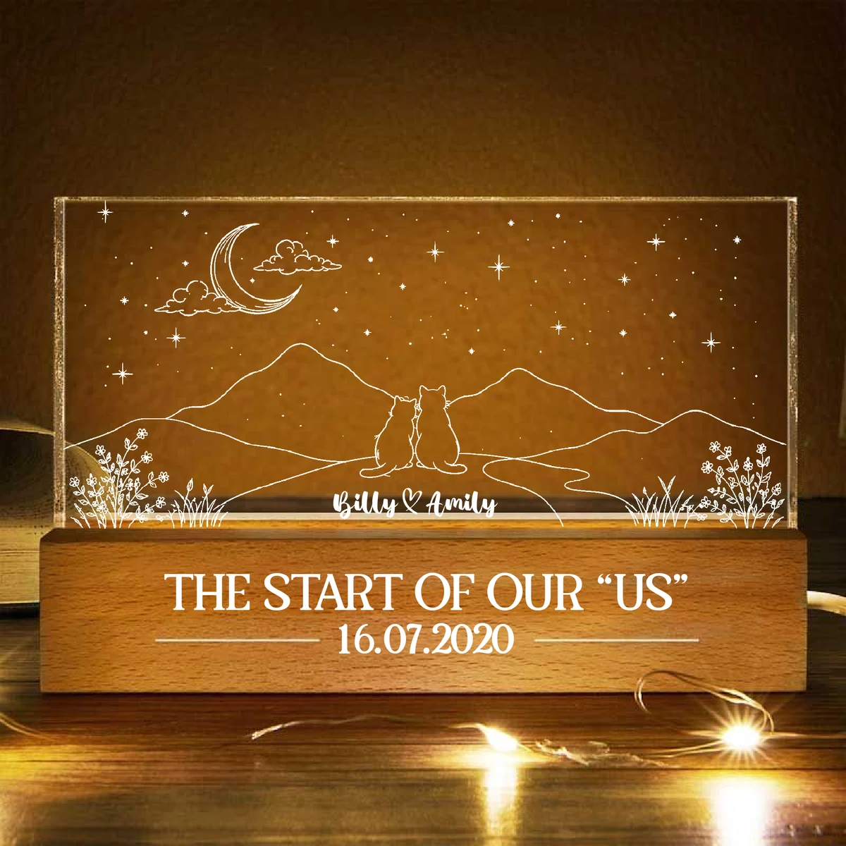 Star Map The Start Of Our Us Couple - Personalized Rectangle Led Light