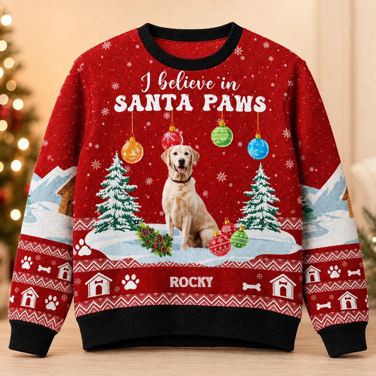 Personalized Santa Paws Sweatshirt Custom Pet Portrait Christmas Gift