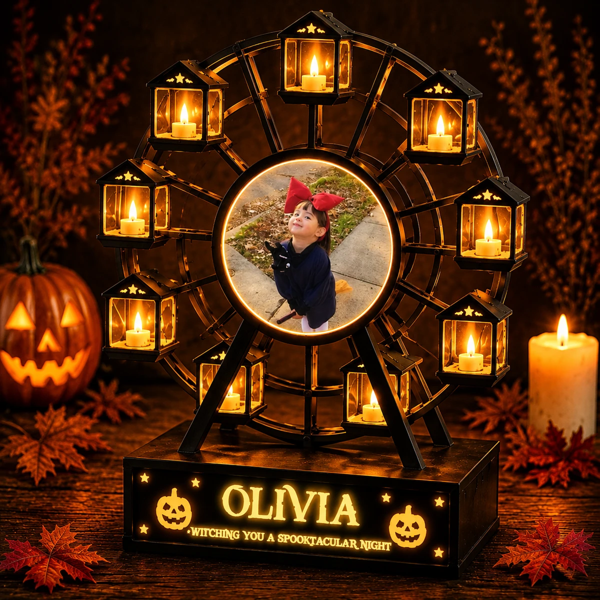 Personalized "Ferris Wheel" Baby Photo & Name Halloween Led Night Light