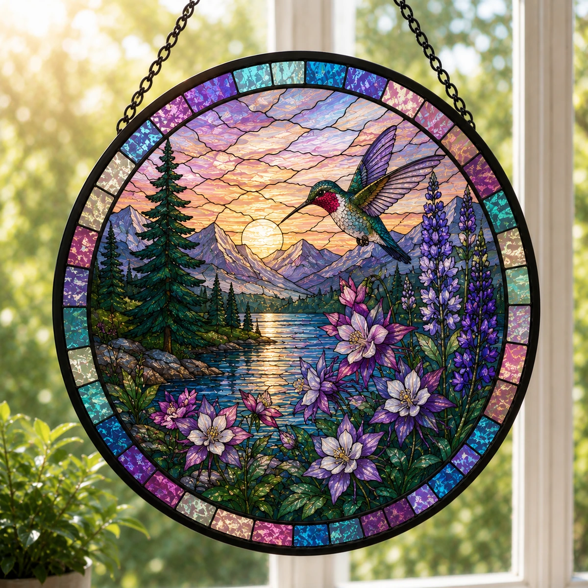Custom Photo Stained Glass Portrait  Family - Personalized Stained Glass Window Hanging Suncatcher