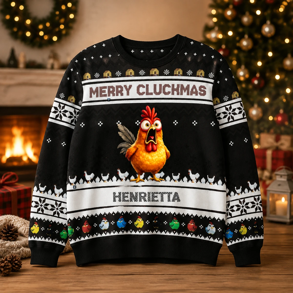 Personalized Custom Chicken Christmas Sweatshirt - Choose Chicken Type Custom Name