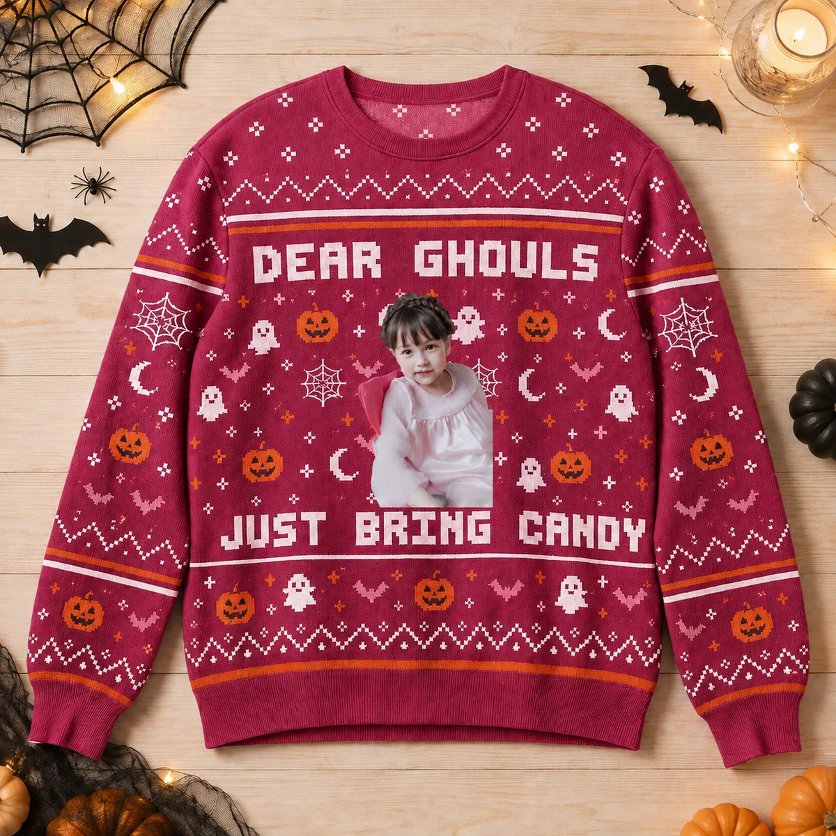 Personalized Custom Face Halloween Ugly Sweatshirt Spooky Candy Gift