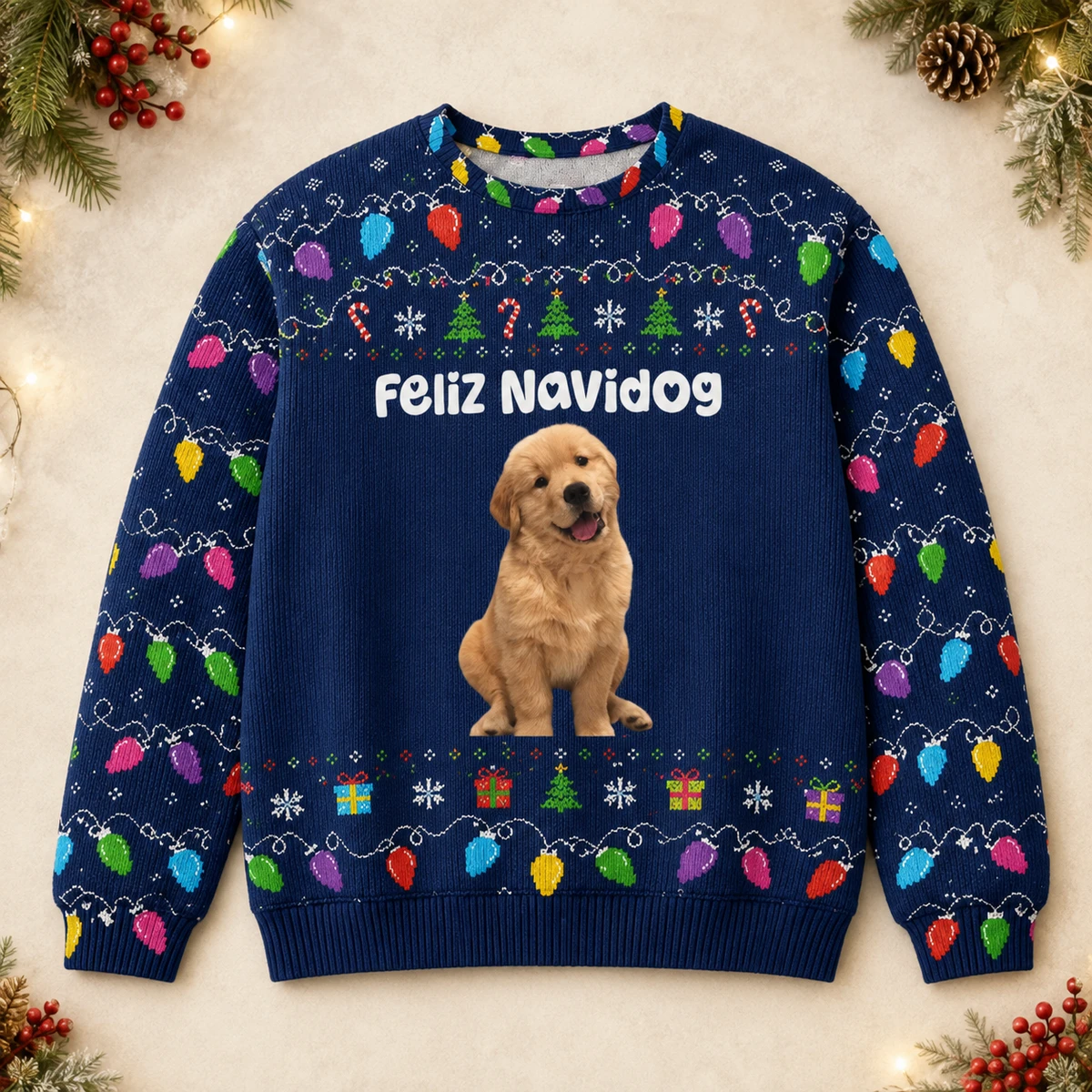 Custom Pet Portrait Christmas Ugly Sweater Personalized Animal Lover Gift