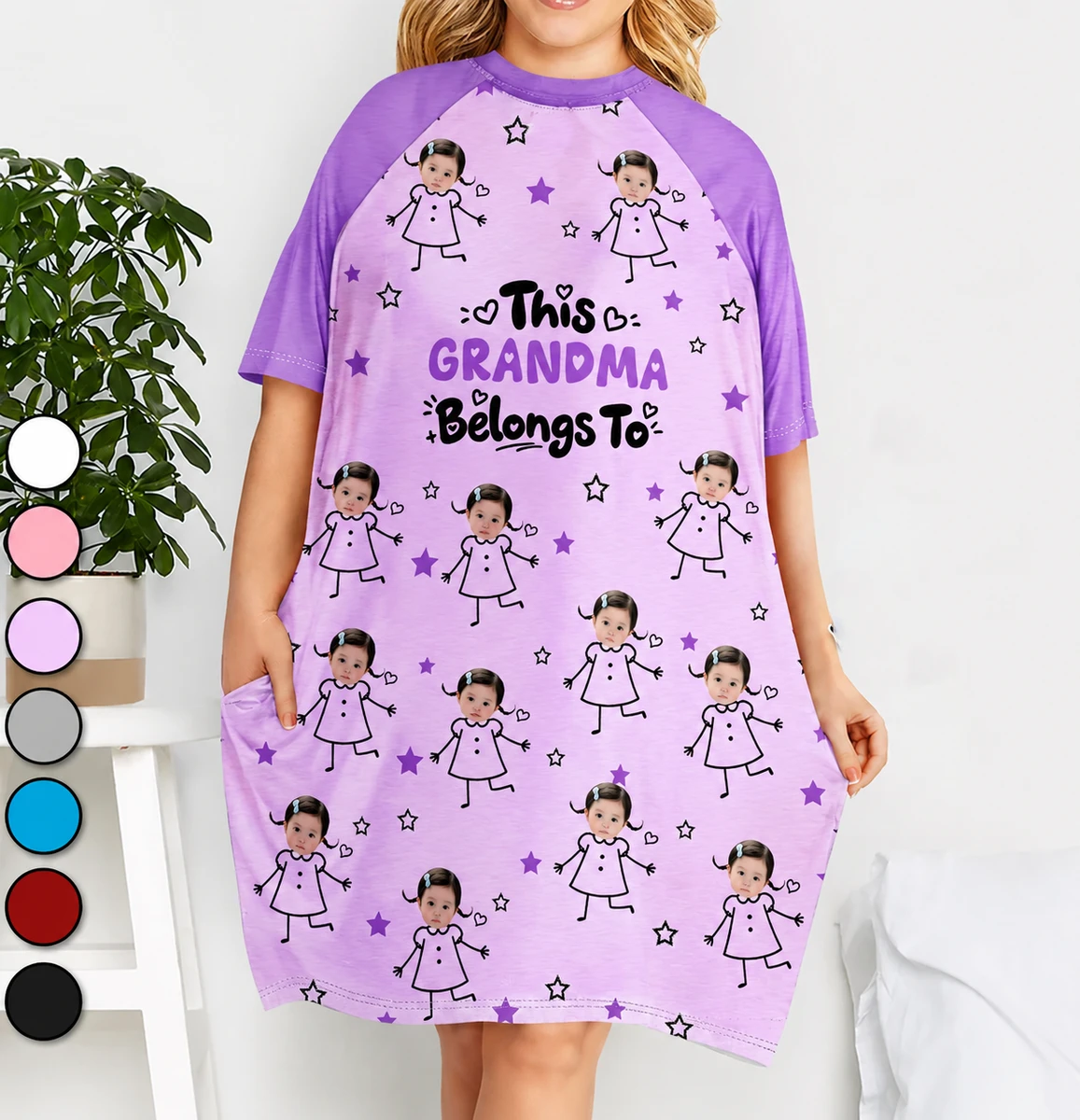 Custom Photo This Grandma Mom Belongs To Kids Pet - Personalized Women'S Sleep Tee