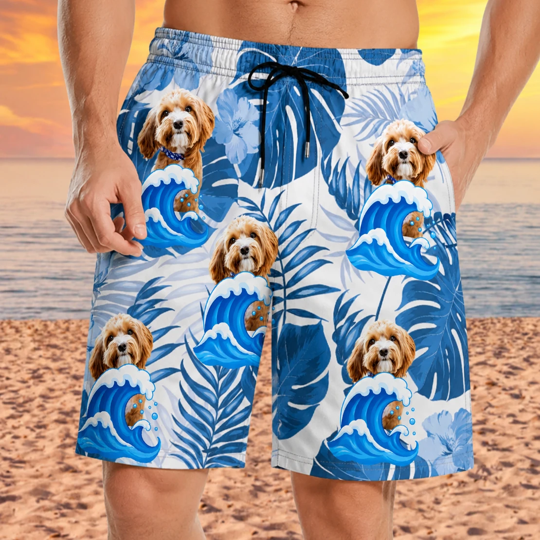 Custom Photo Funny Family Pet Face - Gift For Couples, Best Friends, Siblings, Dog And Cat Lovers - Personalized Custom Unisex Beach Shorts