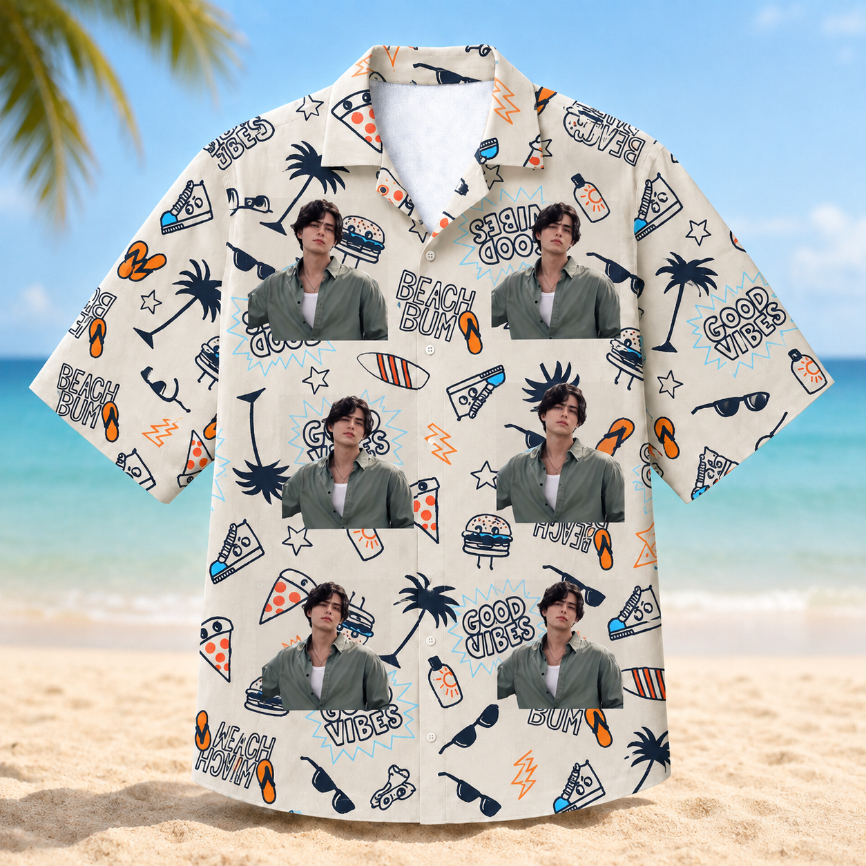 Custom Portrait Hawaiian Shirt - Beach Bum Shirt Personalized Summer Vacation