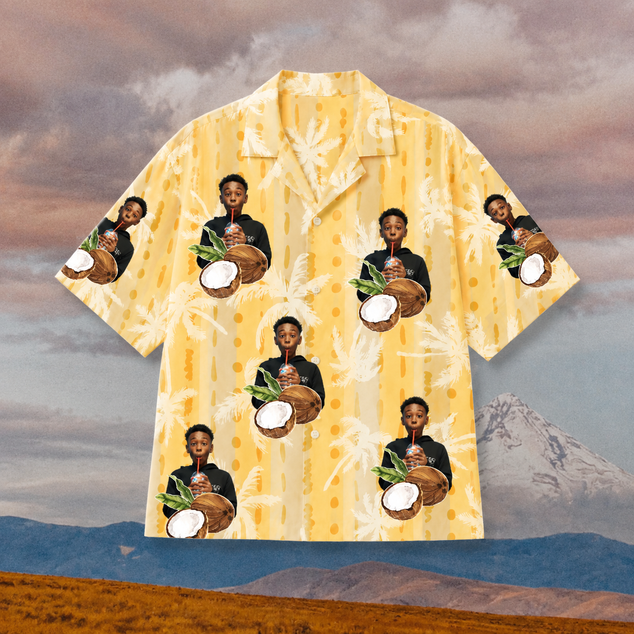 Coconut Cameo Club Hawaiian Shirt – Personalized Face Photo Aloha Shirt, Custom Golden Island Gift For Family & Friends
