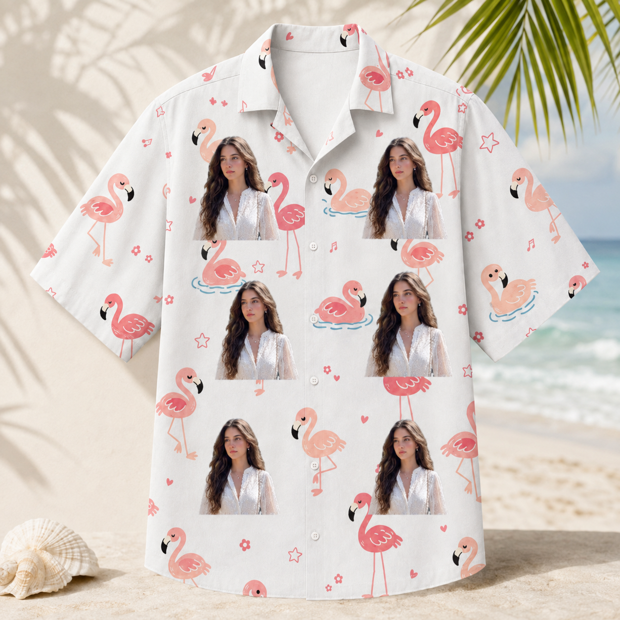 Pink Flamingo Summer Shirt - Custom Portrait Hawaiian Shirt