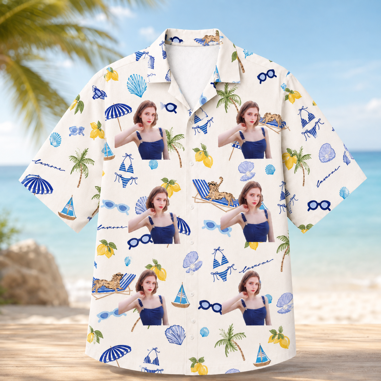 Seaside Beach Vacation Shirt - Custom Portrait Summer Hawaiian Shirt