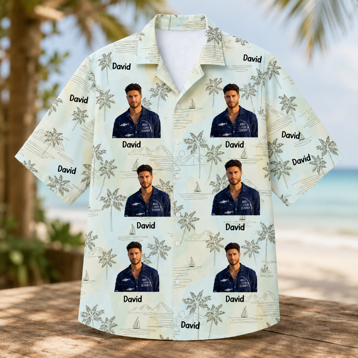 Personalized Coastal Island Shirt - Custom Portrait And Name Hawaiian Shirt