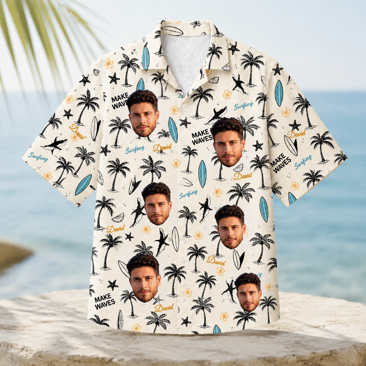 Make Waves Surfing Shirt Custom Hawaiian Shirt - Personalized Photo And Name Tropical Hawaiian Shirt