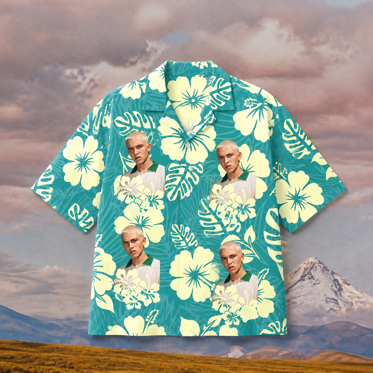 Custom Face Hawaiian Shirt, Personalized Hibiscus Aloha Shirt, Tropical Portrait Shirt, Family Friends Vacation Gift, Unique Custom Resort Wear