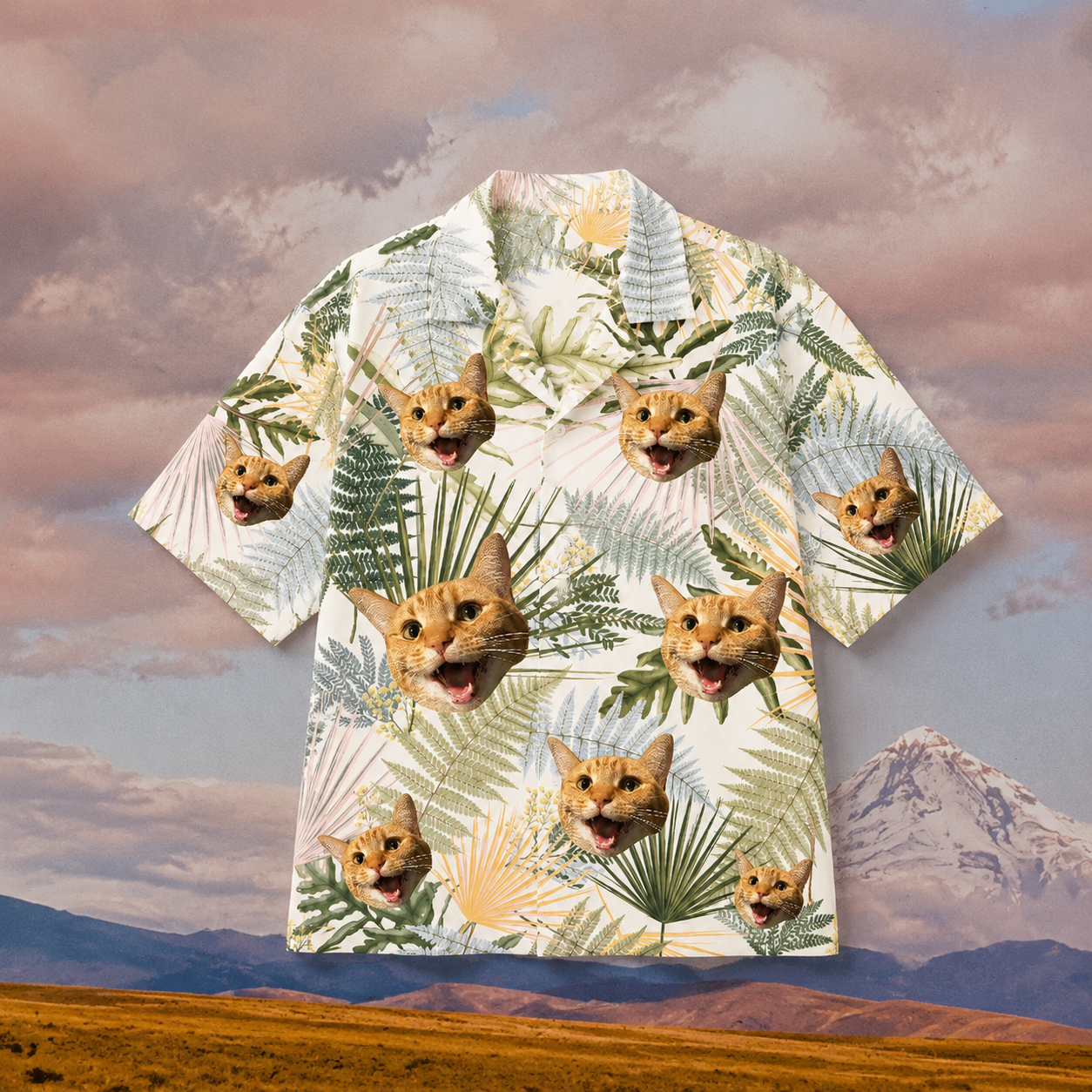 Custom Cat Hawaiian Shirt, Personalized Pet Face Aloha Shirt, Tropical Jungle Cat Portrait Shirt, Pet Lover Gift, Unique Animal Vacation Shirt