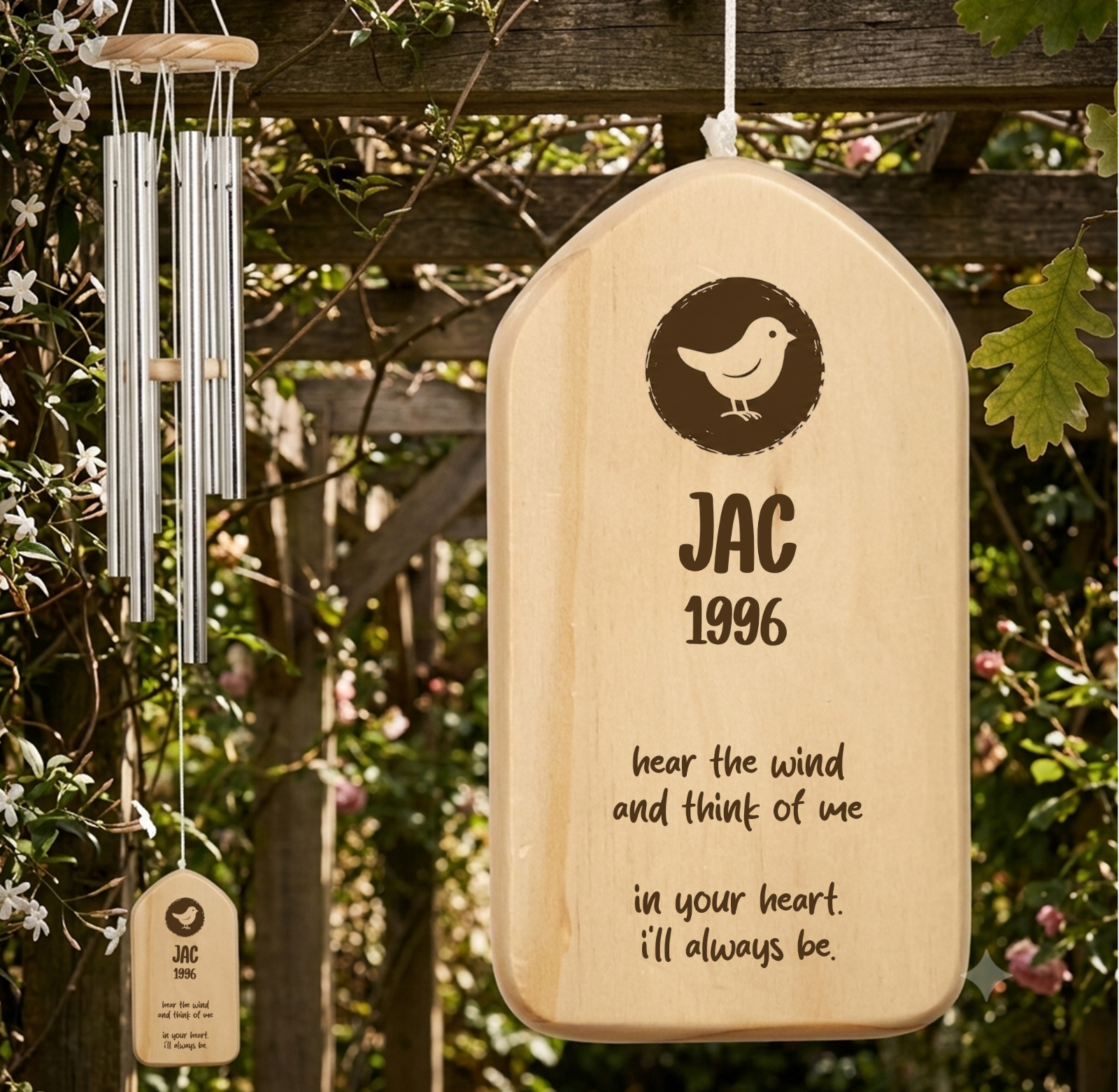 Hear The Wind And Think Of Me Dog Cat Memorial Wind Chimes Personalized Gifts