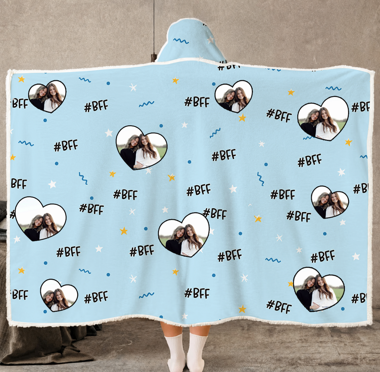 Best Friends Gift Custom Photo - Personalized Photo Wearable Blanket Hoodie