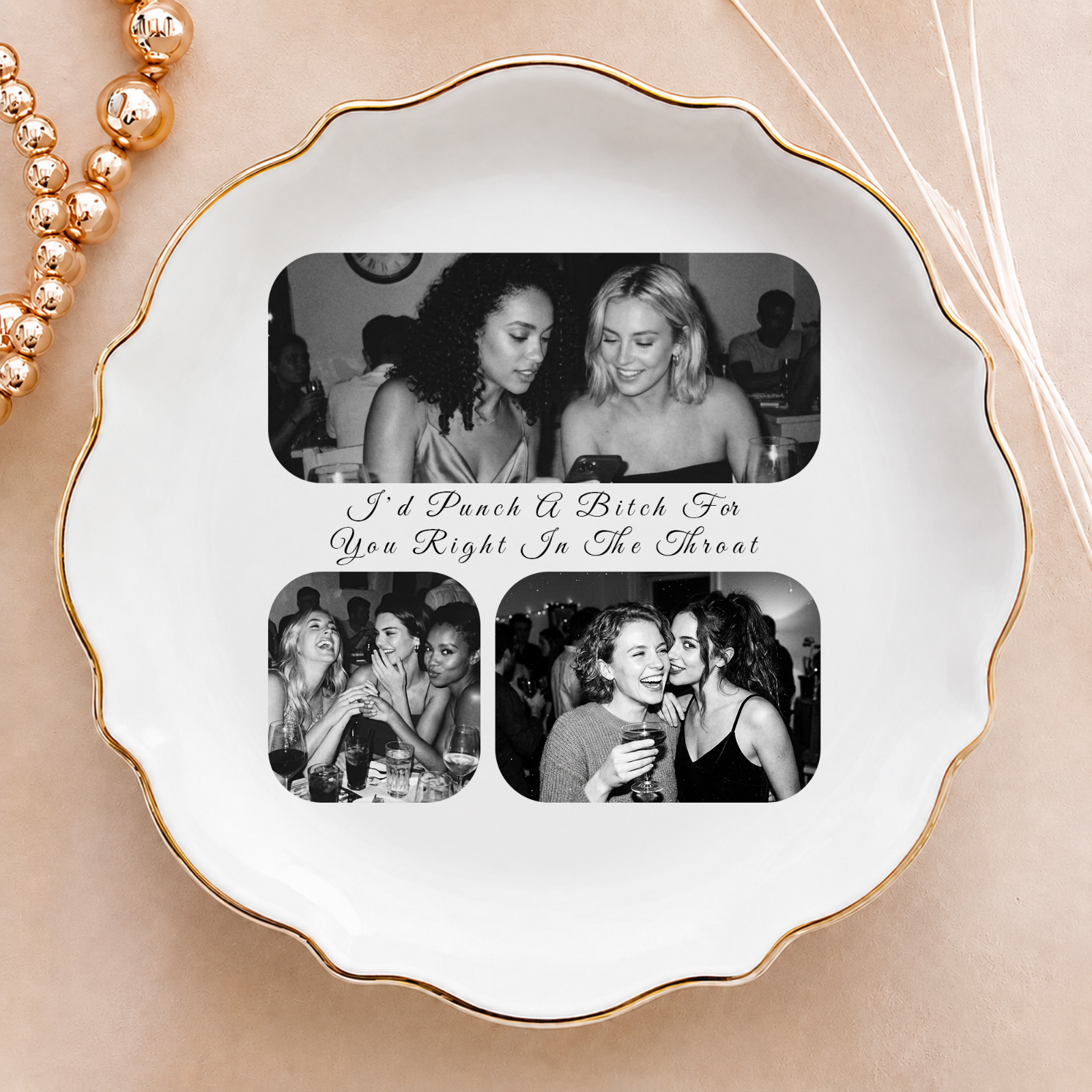 Custom Bestie Photo Trinket Tray For Best Friend Friendship Thank You Gifts - Personalized Jewelry Dish