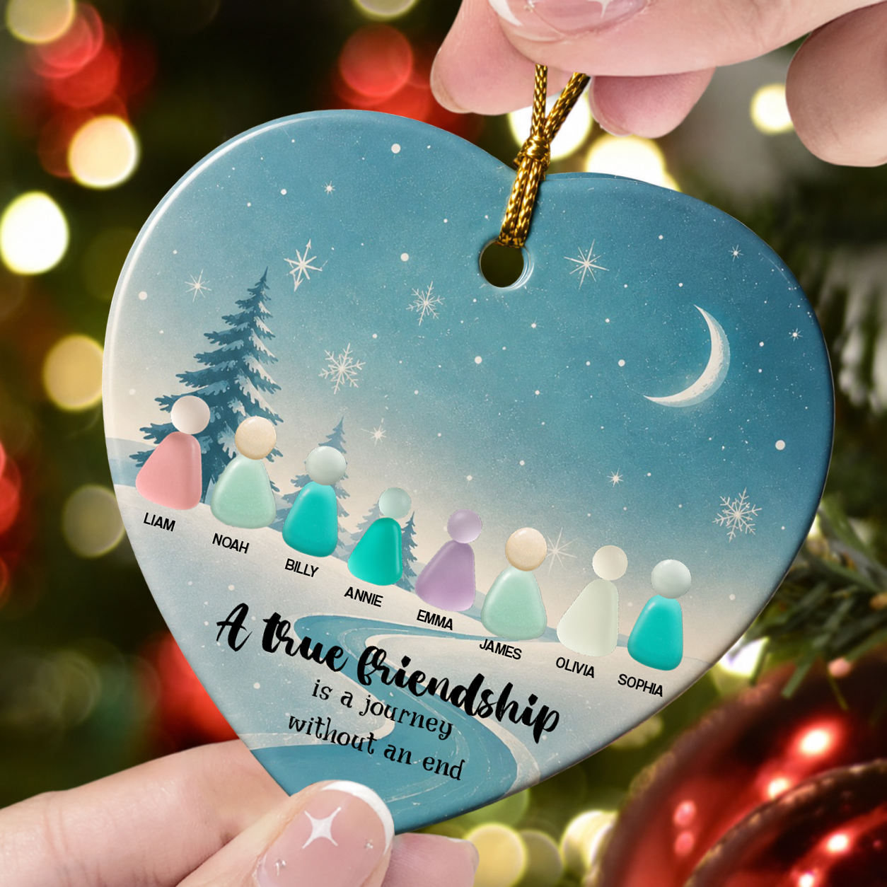 2d Sea Glass Effect Printed Thank You Friendship Gifts - Personalized Ceramic Ornament