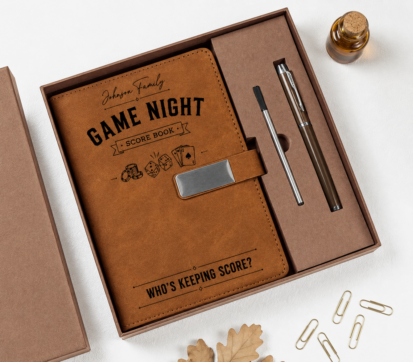 Game Night Score Book For Family, Couples, Grandparents, Board Game Lover - Personalized Notebook Set