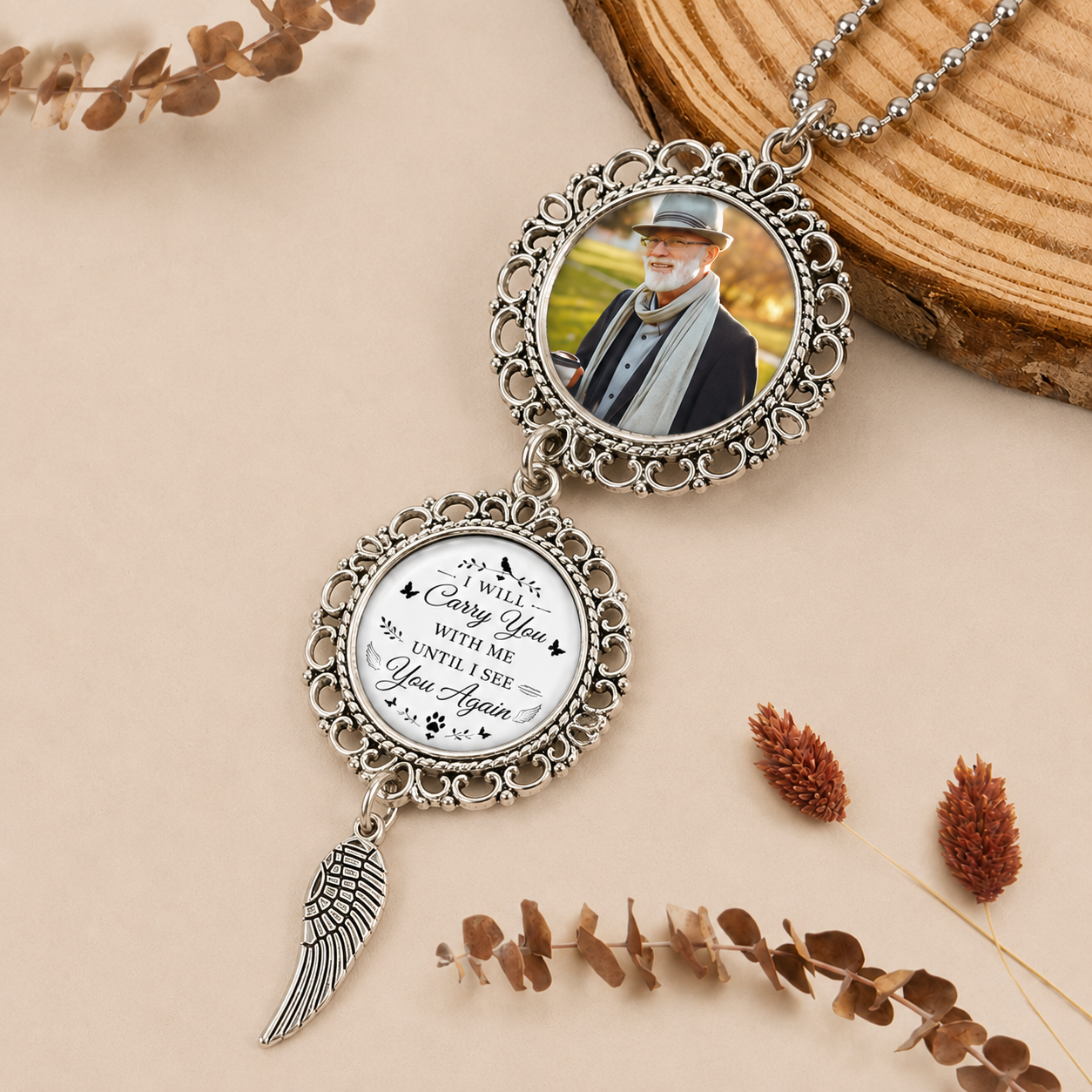 Memorial Car Ornament I Will Carry You With Me - Personalized Photo Car Ornament