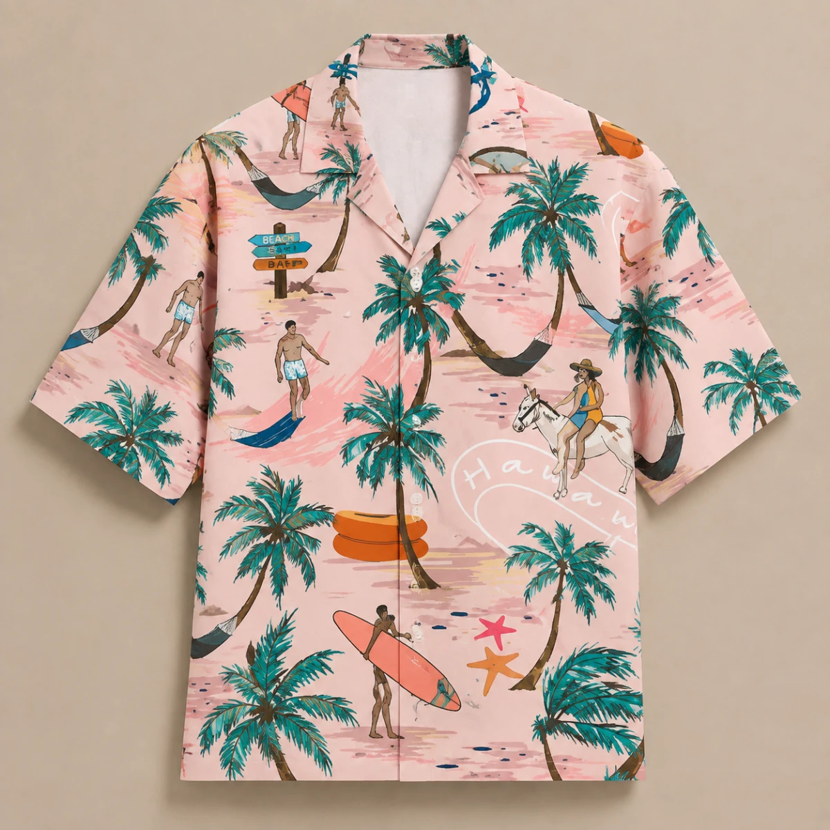 Personalized Custom Photo Hawaiian Shirt Tropical Palm Sunset Human Pet Vacation Gift